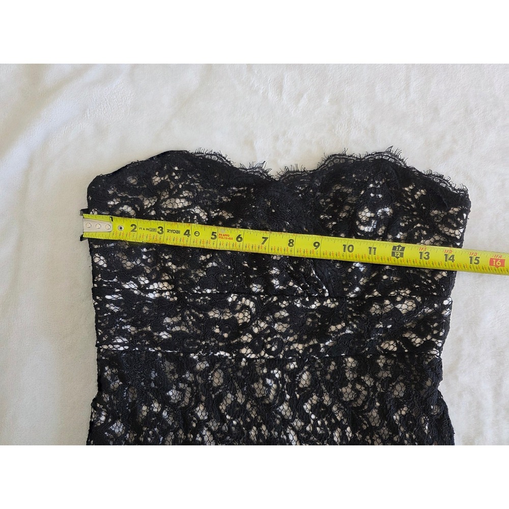 White House Black Market Black Lace Strapless Fit Flare Dress Size 2 - Picture 3 of 6